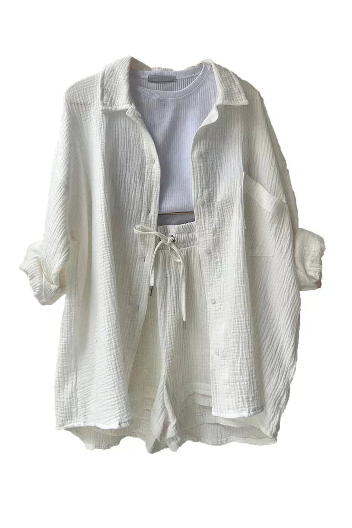 Nina™ - Modernes Cord-Set mit Oversize-Hemd