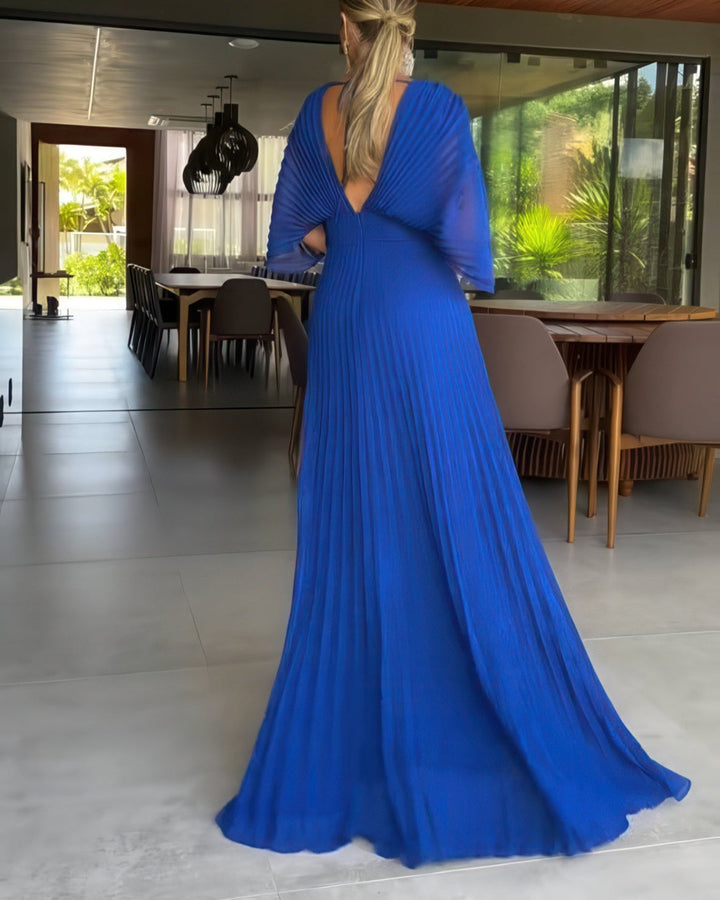 Athena™ - Elegantes Plissee-Maxikleid mit V-Ausschnitt
