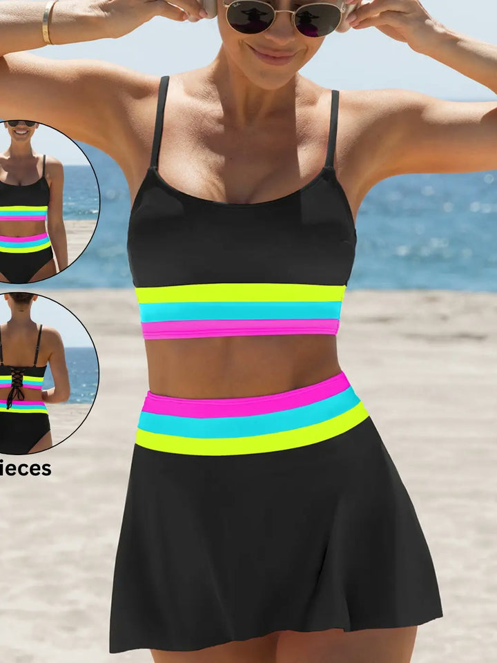 Florentina™ - Sportliches 3-Teiler Bikini-Set - Schwarz V2