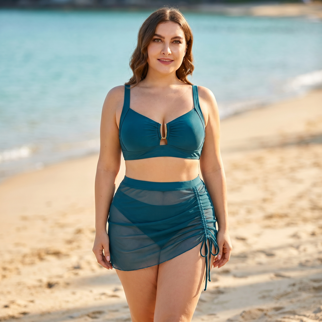 Helena™ - Hochbund-Bikini mit Schwimmröckchen