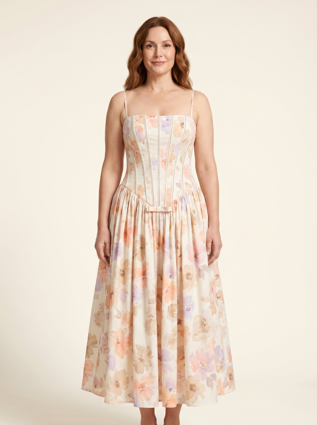 Romina™ - Romantisches Korsage-Midikleid mit Pastell-Blüten